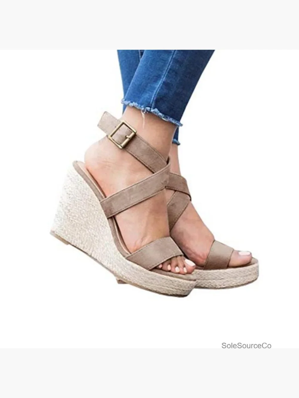 Womens Open Toe Espadrille Wedge Sandals Ankle Strap Platform Summer Shoes